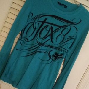 Longselves fox sparkle teal top